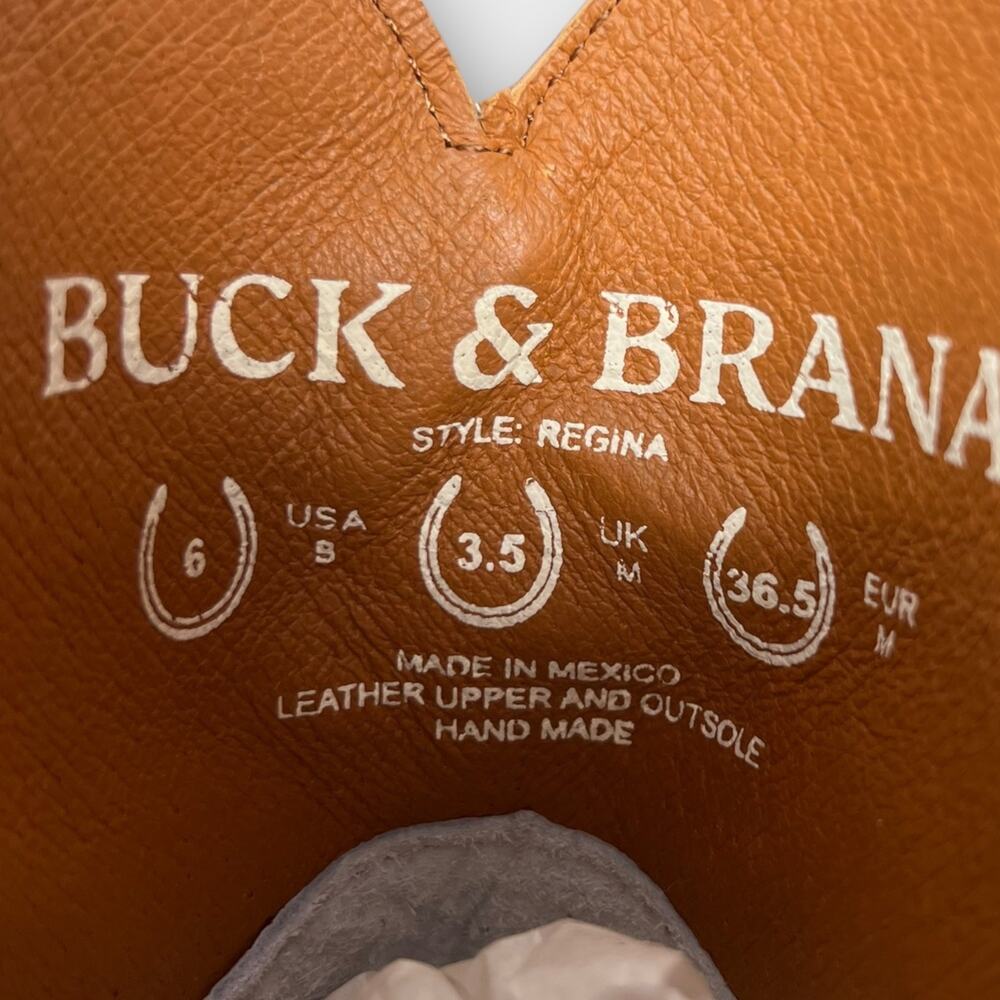 Buck & Brana Regina Napa Camel Embroidered Leather Western Ankle Boot Size 6 NEW - Picture 8 of 13